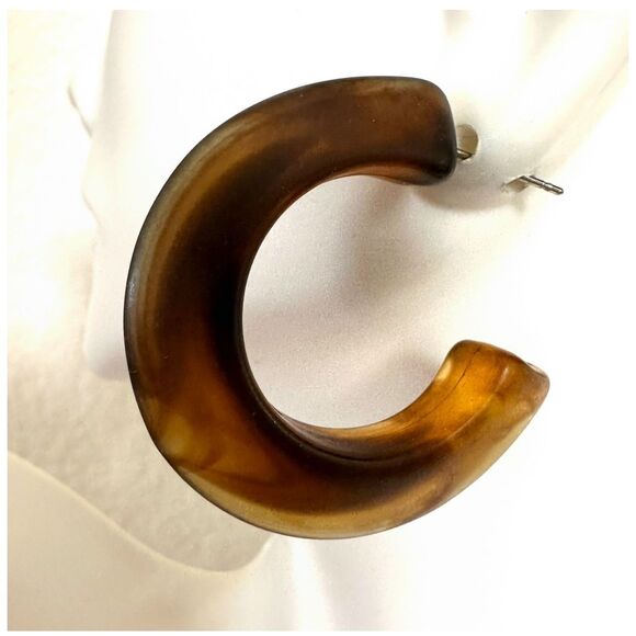 Vintage brown hoop earrings - Picture 2 of 6